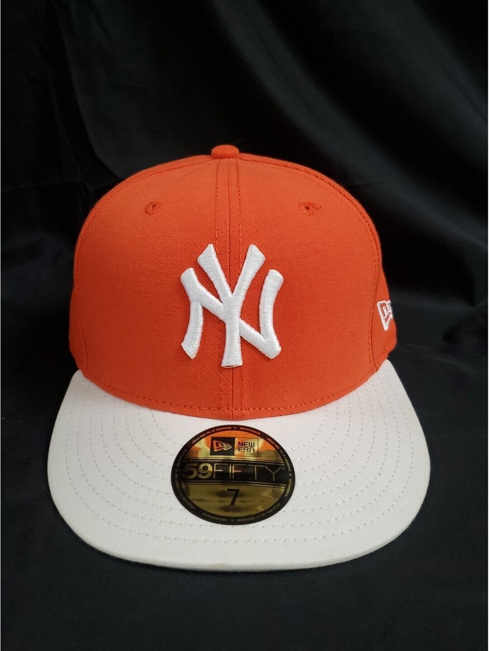 New Era 59Fifty Fitted Hat 7" Orange MLB New York Yankees Cap Men's EXCELLENT